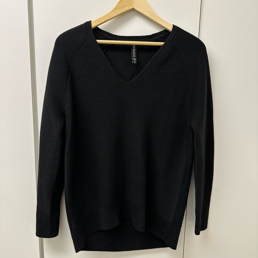 Athleta, Hanover, V-neck sweater, black XS